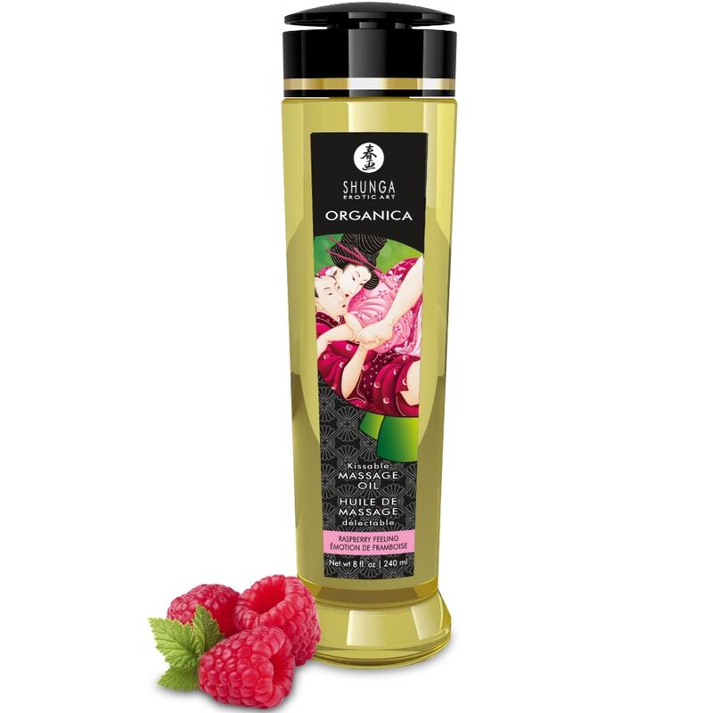 Shunga Organisk Massageolja Hallonkänsla 240 ml