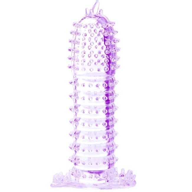 Penisöverdraget med stimulerande punkter – lila 14 cm