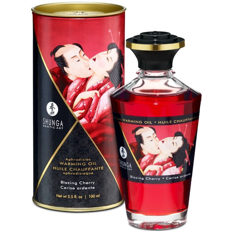 Shunga värmande massageolja körsbär 100 ml