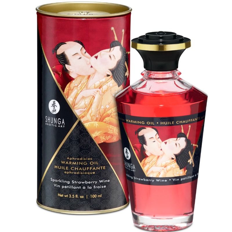Shunga Massageolja Jordgubb och Champagne – värmande effekt 100 ml