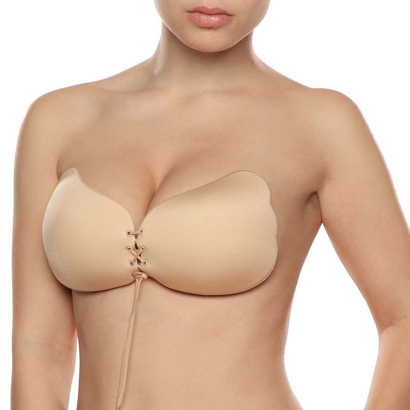 Spetsig Adhesiv Push-up BH Beige Cup D
