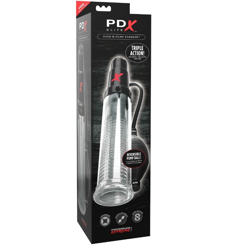 PDX Elite Suck N Pump – Vibrerande Masturbator med Pumpfunktion