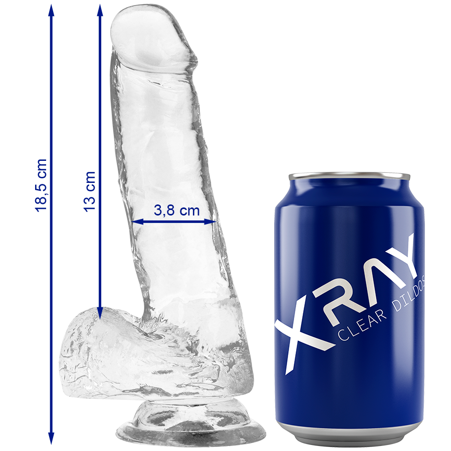 X Ray Clear Dildo med Testiklar – 18,5 cm