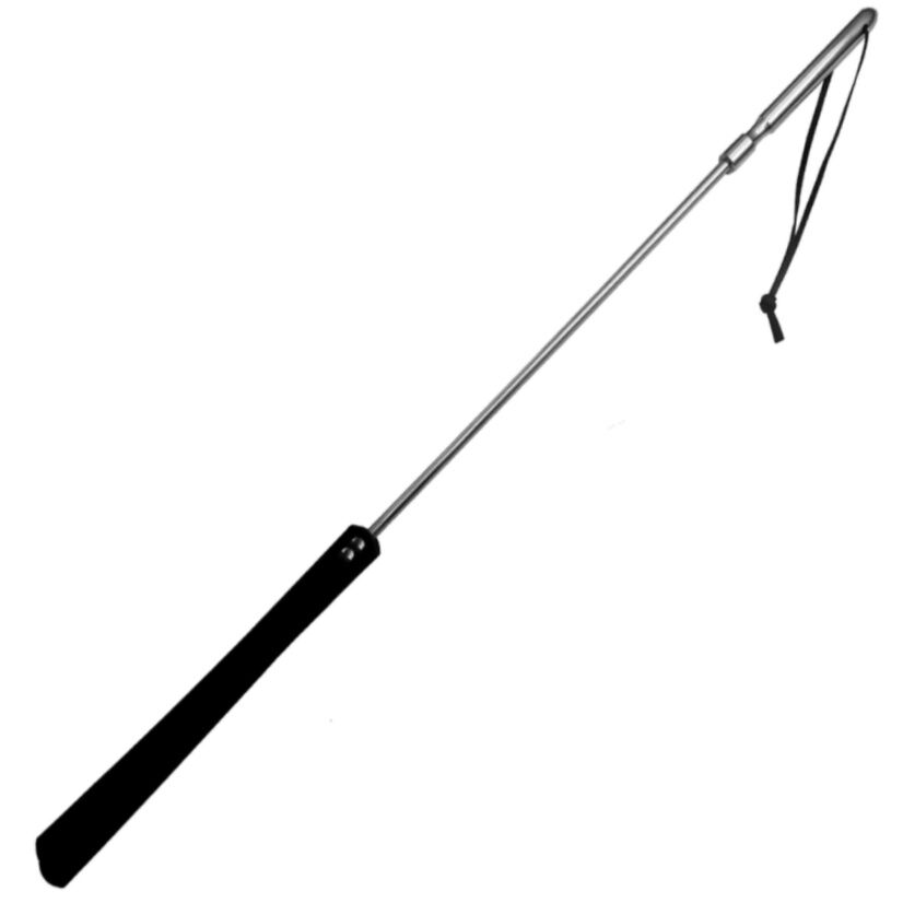 Metallridpiska i läder och rostfritt stål 70 cm