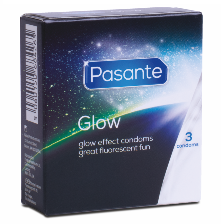 Pasante Glow in the Dark Kondomer – 3-pack