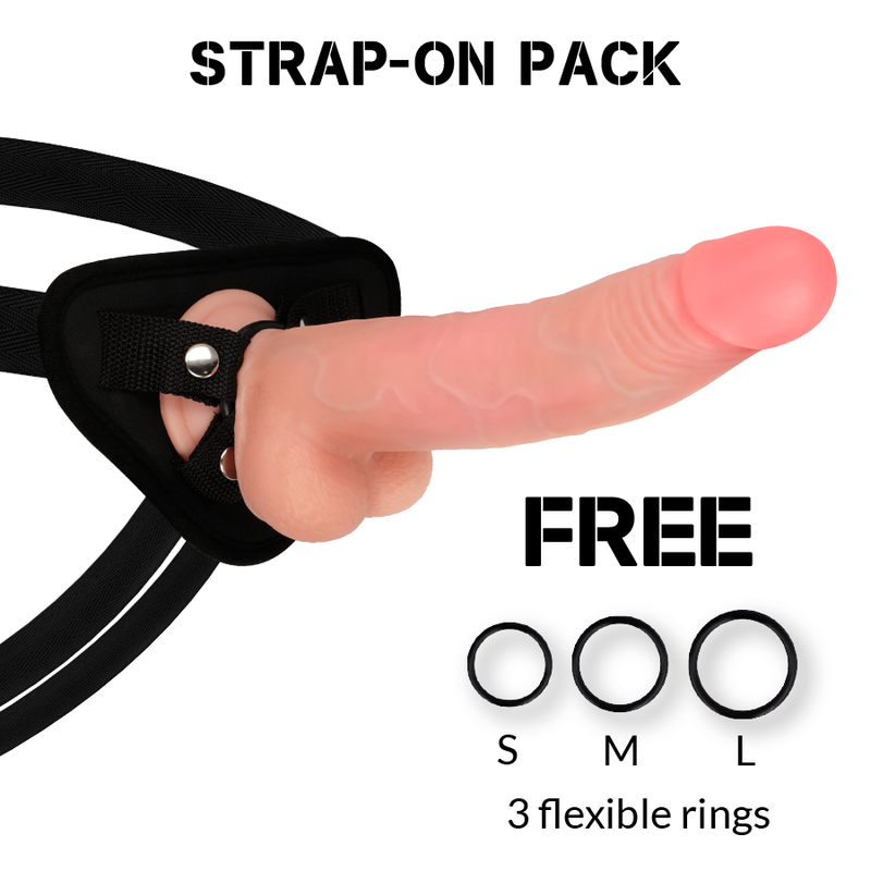 Realistisk dildo med sele – leopardmönster, dual density 23 cm