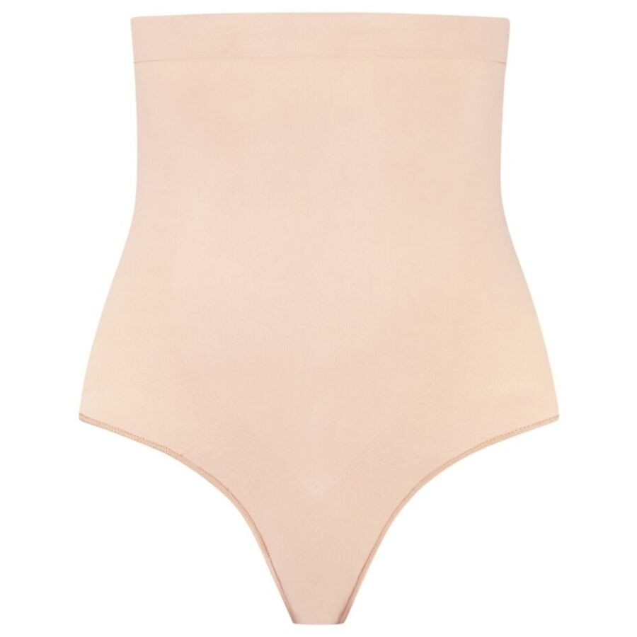 BYE-BRA - SOFT TOUCH SEAMLESS HIGH WAIST THONG BEIGE SIZE M