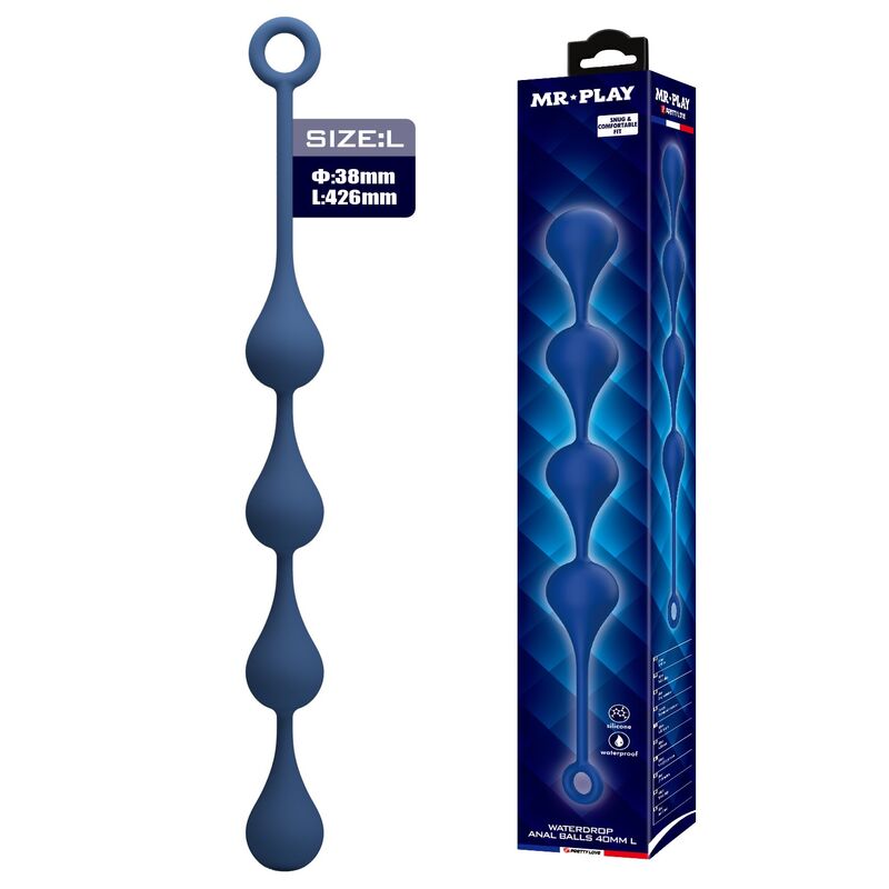 Mr Play Silikon Analpärlor Blå L 42,6 cm