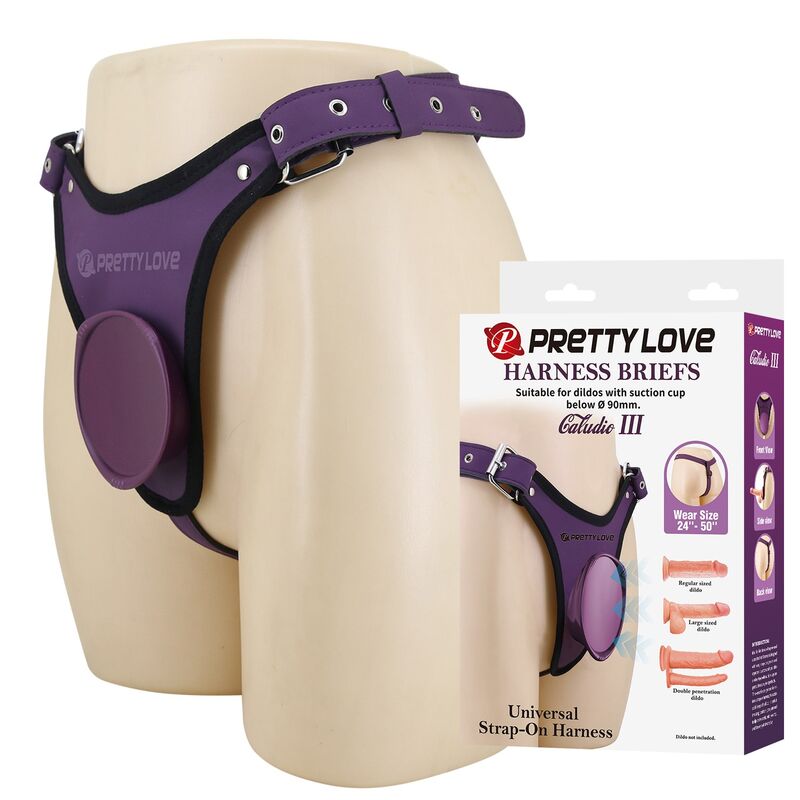 PRETTY LOVE - UNIVERSAL STRAP-ON HARNESS BRIEFS PURPLE AND BLACK