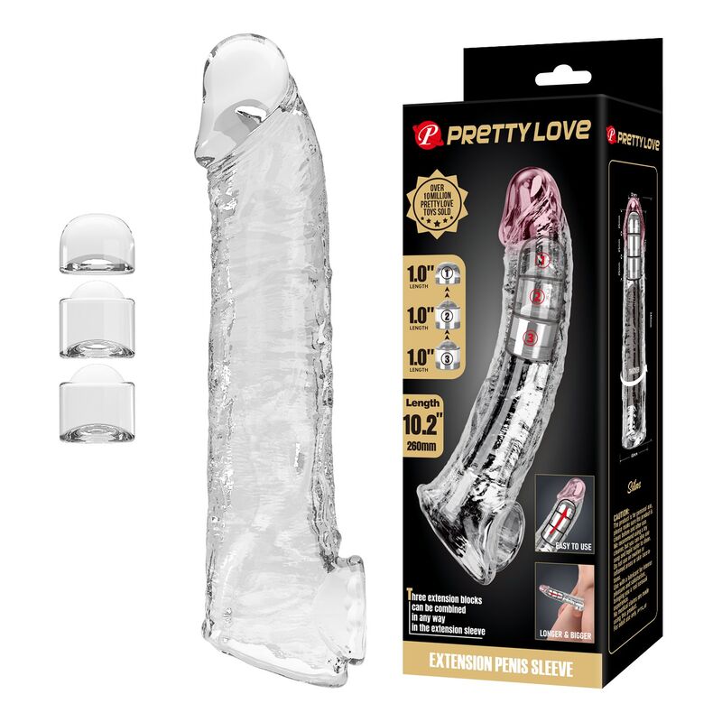 Penisförlängare Transparent 26 cm med Justerbara Insatser