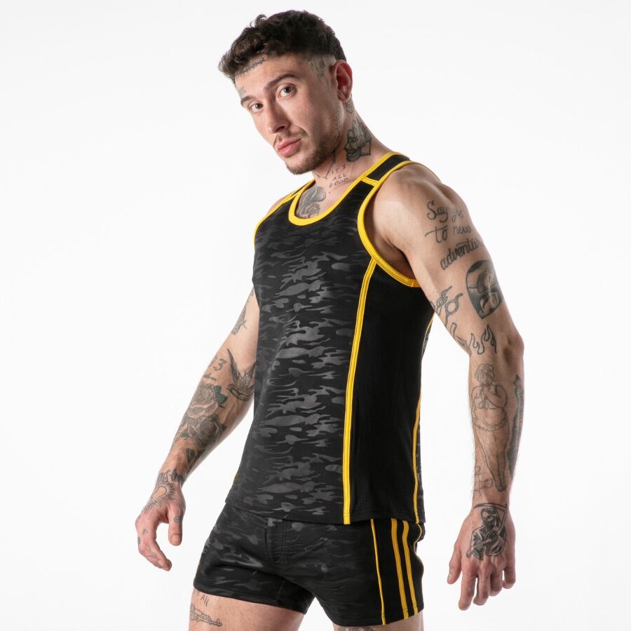 Militär tanktop i gul stretch