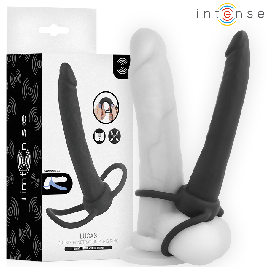 Intense Lucas – analdildo med penisring och testikelring i silikon